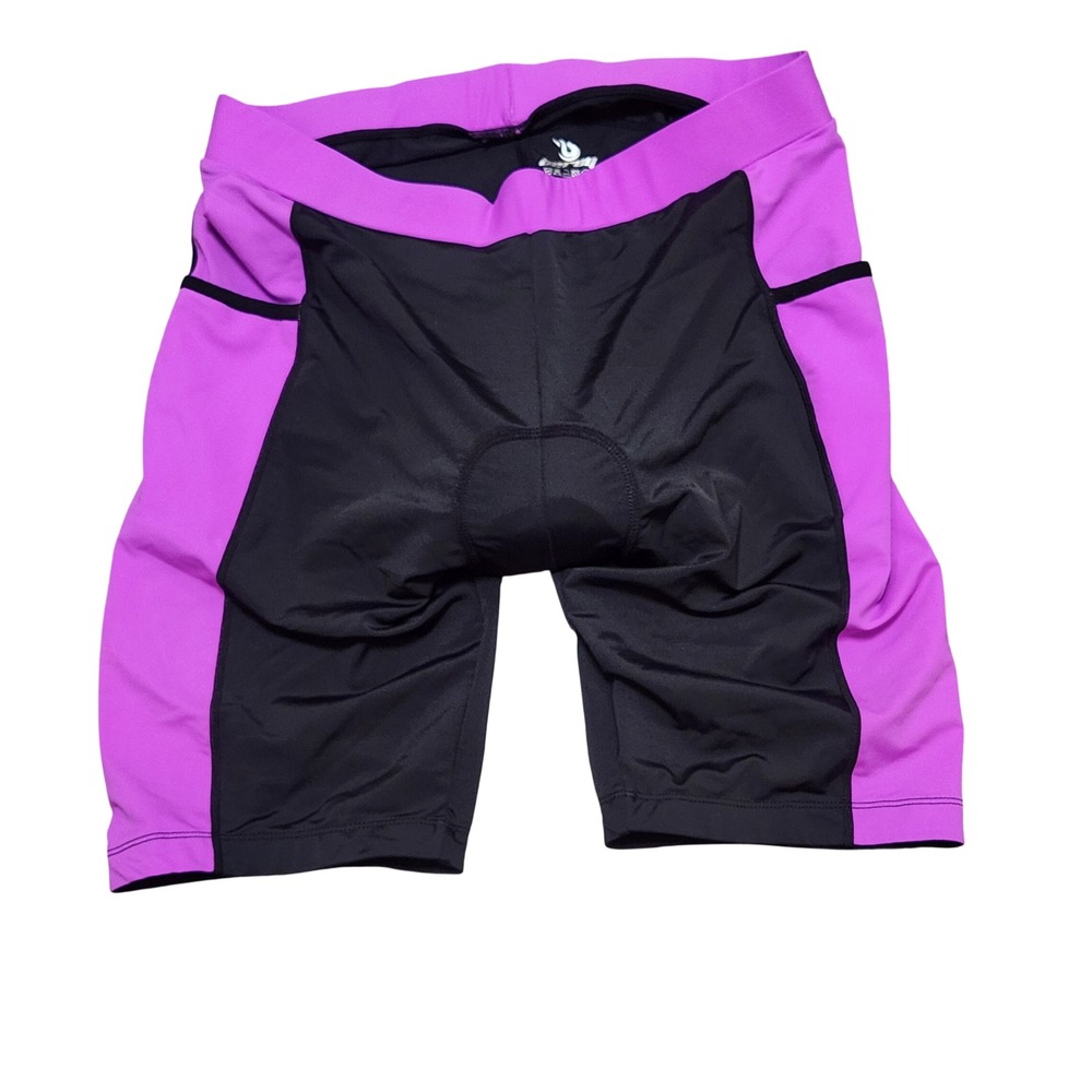 Beroy Womens Padded Cycling Shorts Purple Black 2XL Bike Shorts with Pockets